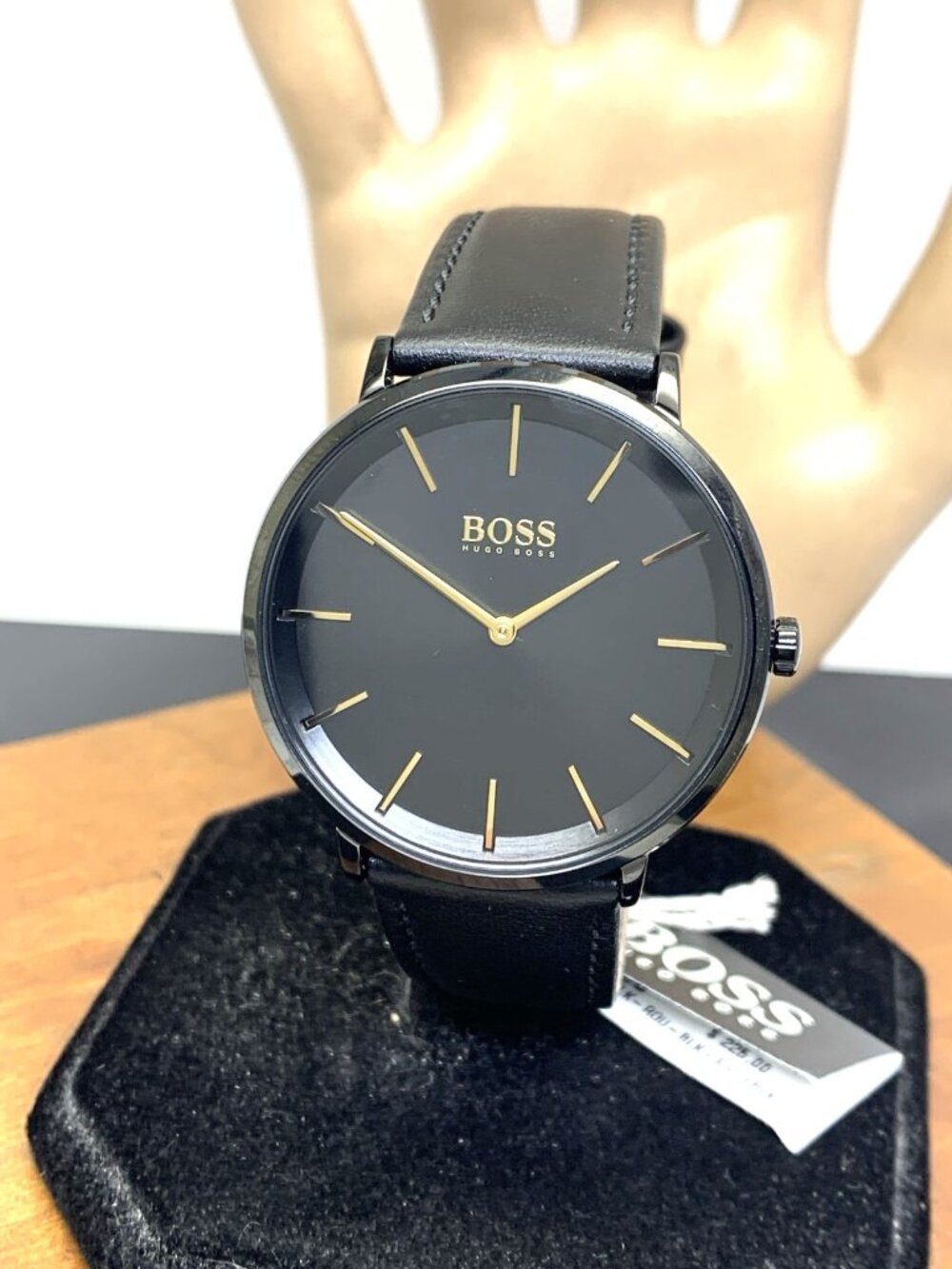 Hugo Boss Men's Watch 1513830 Quartz Skyliner Gold Black Dial Leather Band 40mm